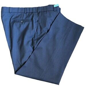 NEIMAN MARCUS Super 120s Wool Blue Dress Pants Flat Front 42x30 Preppy Luxury